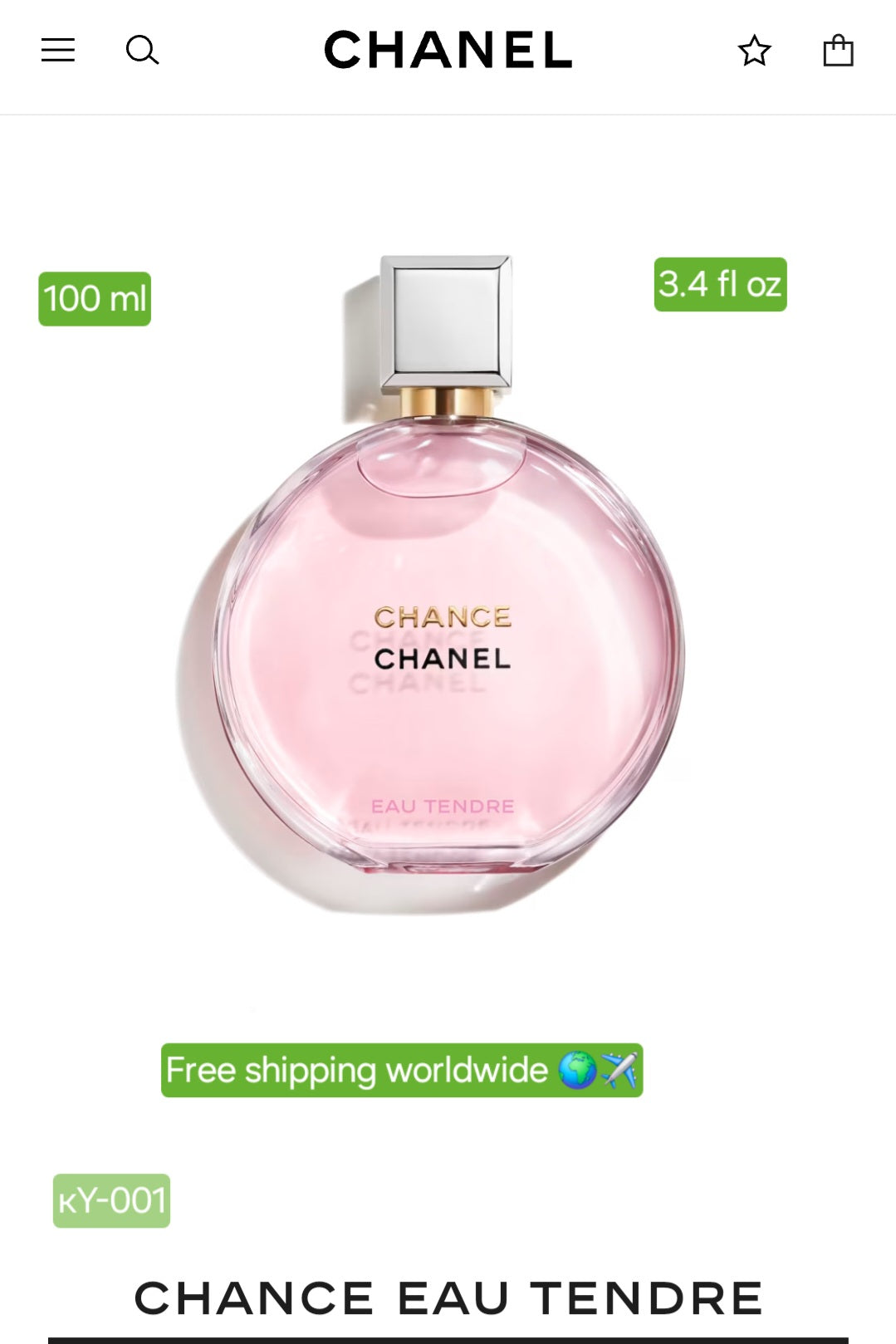 Chanel Chance Eau Tendre Eau De Parfum Spray for Women